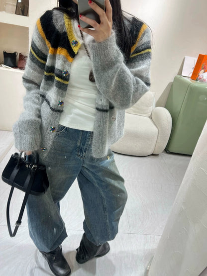 Striped mohair cardigan