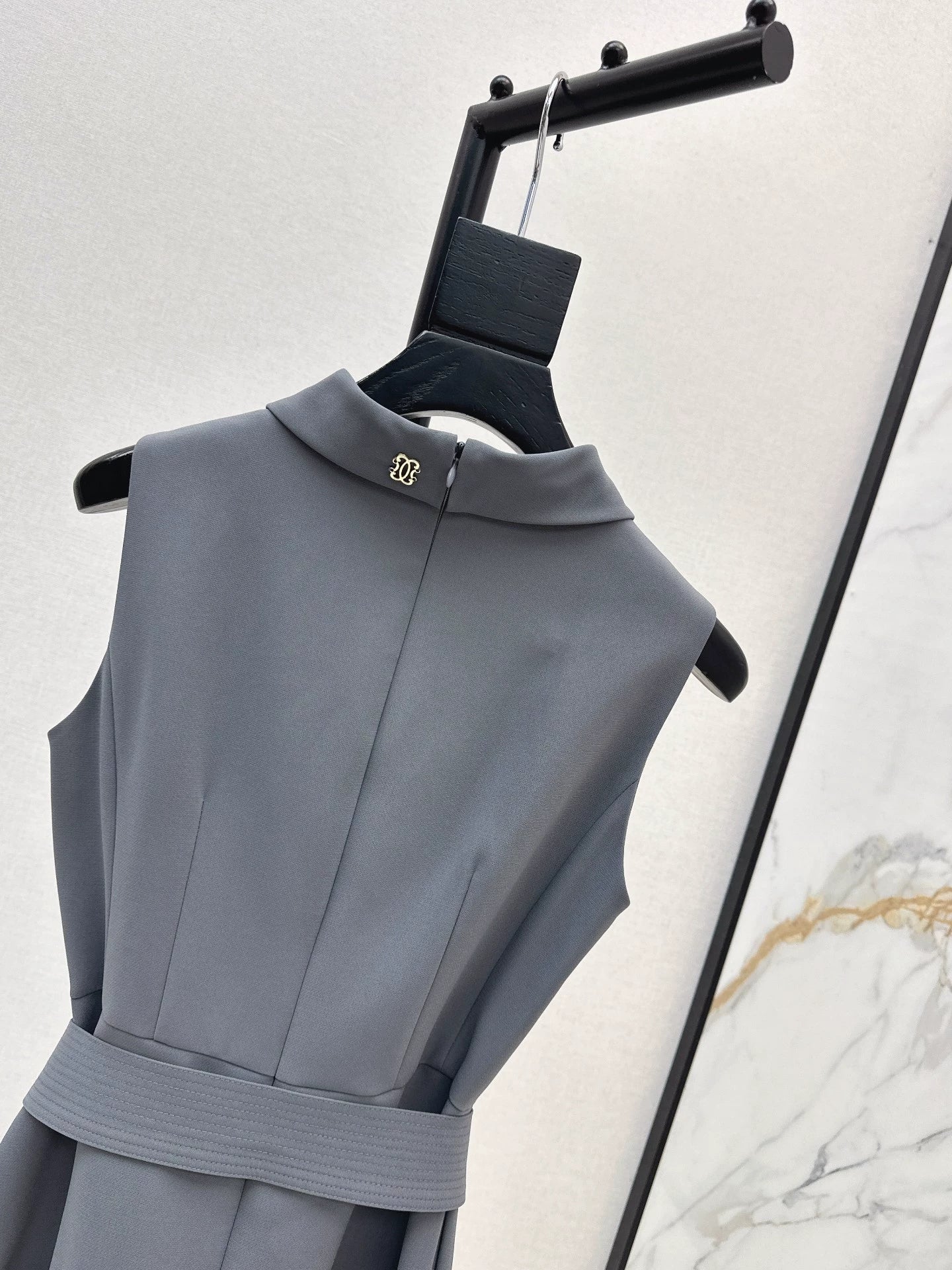 25fw Stand up collar belt dress