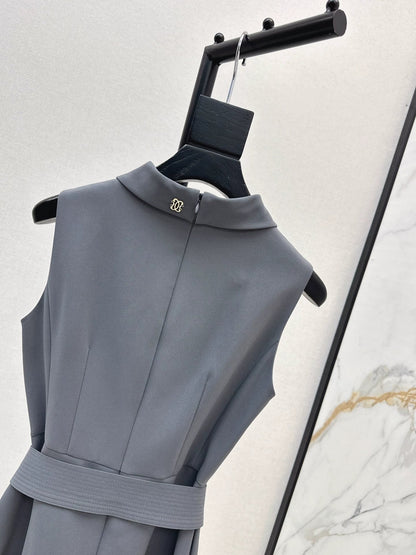 25fw Stand up collar belt dress