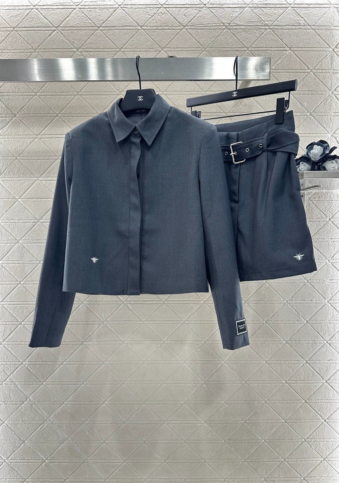 25fw Collar suit belt shorts set