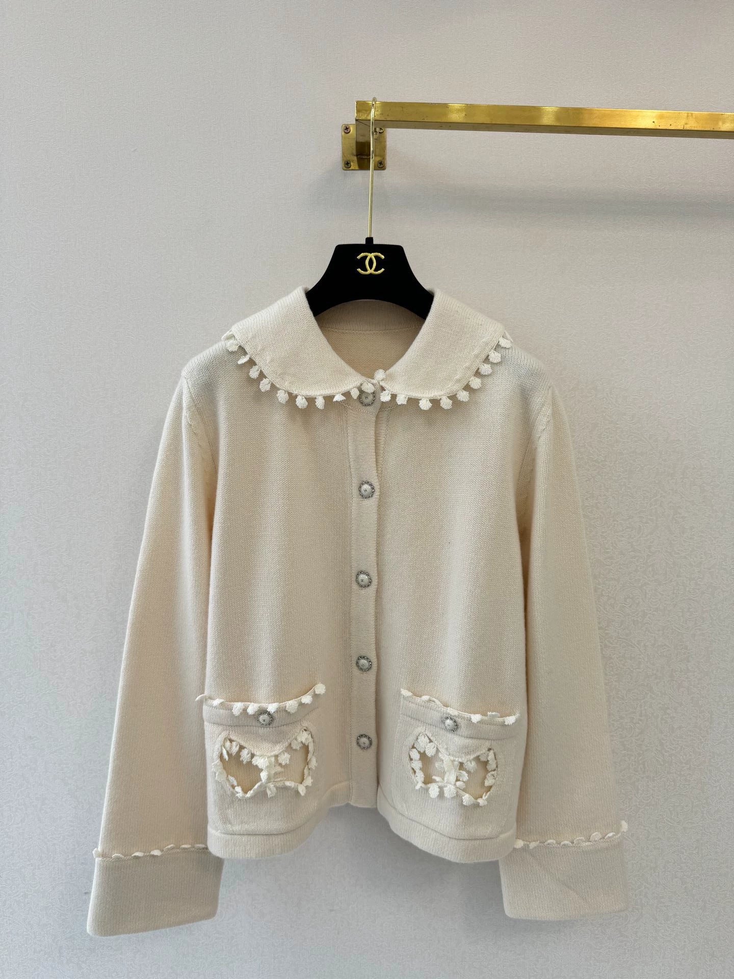 Pearl lace knitted cardigan