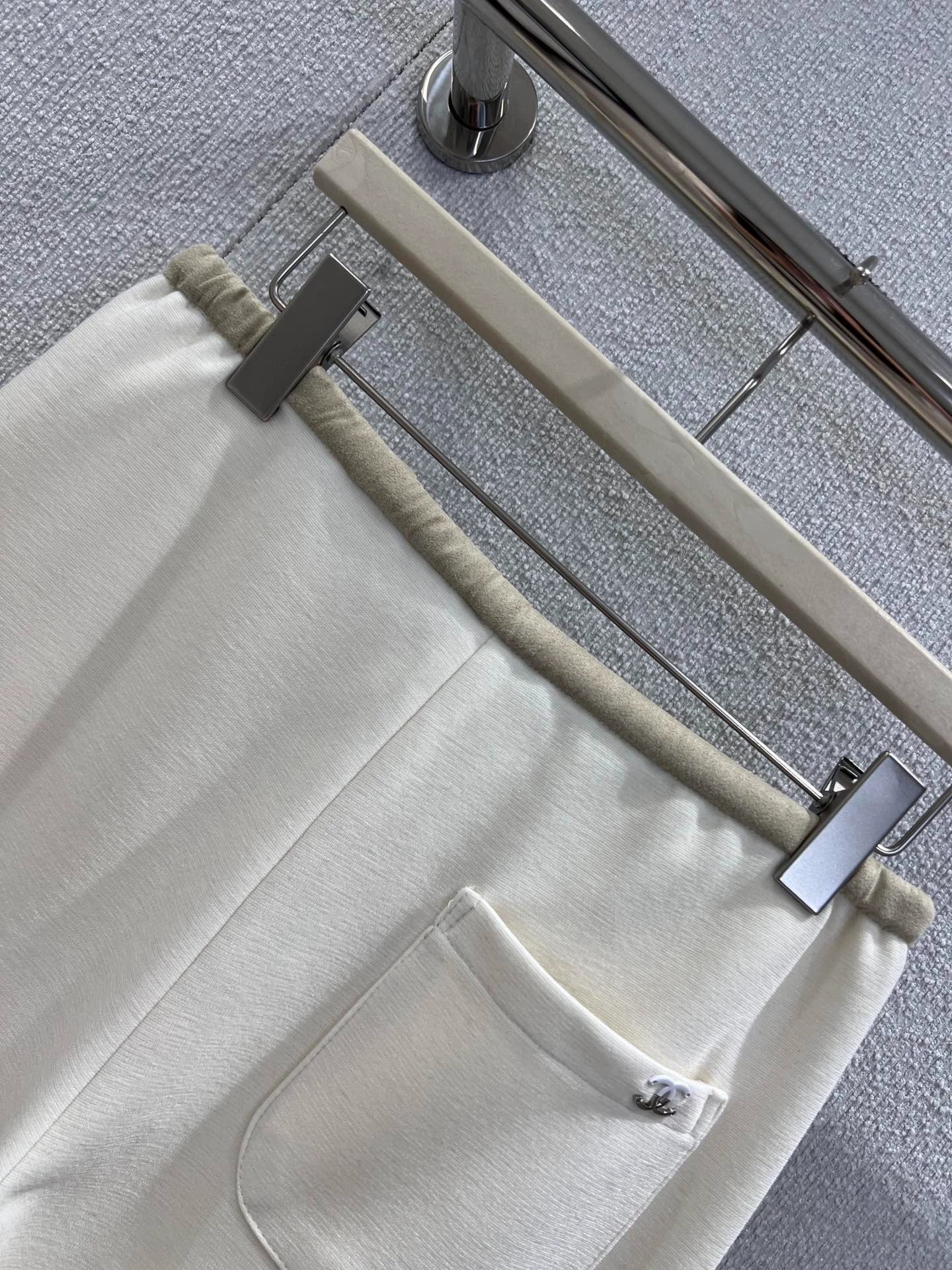 Drawstring casual wool wide leg pants