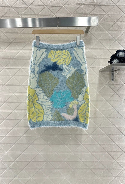 25fw Seahorse fur cardigan and skirt set