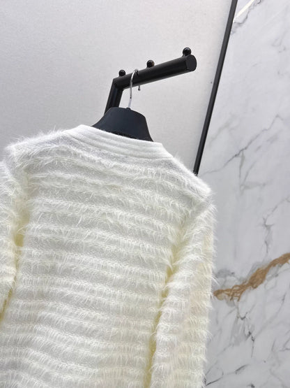 Patchwork fuzzy design knitwear