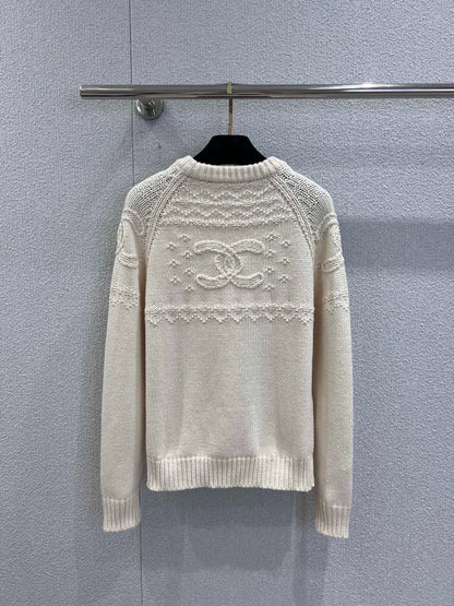 25fw Hook flower round neck cashmere knitted sweater