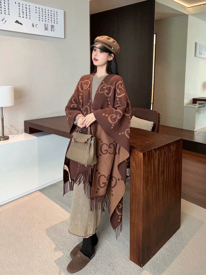 25fw Double sided wearable cape shawl jacket