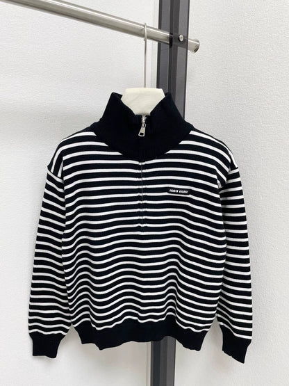 25fw Striped Half Zipper POLO