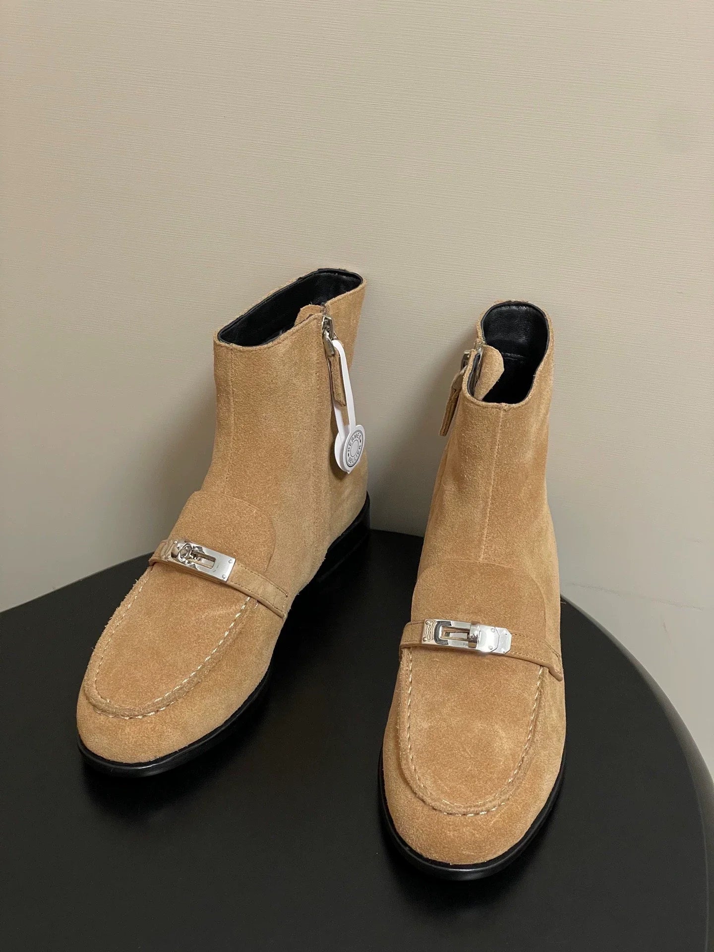 25Fw flat bottomed side zipper short boots