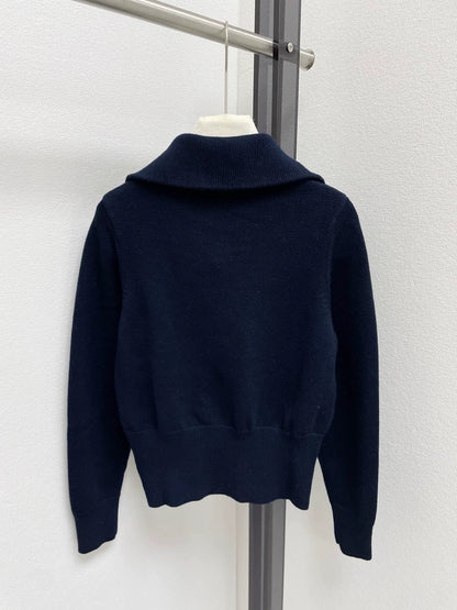 25fw Half zip lapel knit sweater