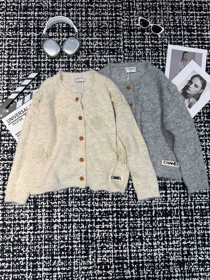Camellia knitted sweater cardigan (vintage series)