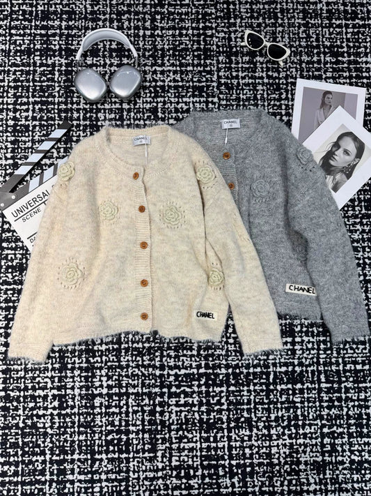 Camellia knitted sweater cardigan (vintage series)
