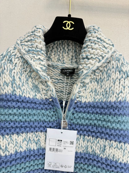 Contrast striped logo cardigan