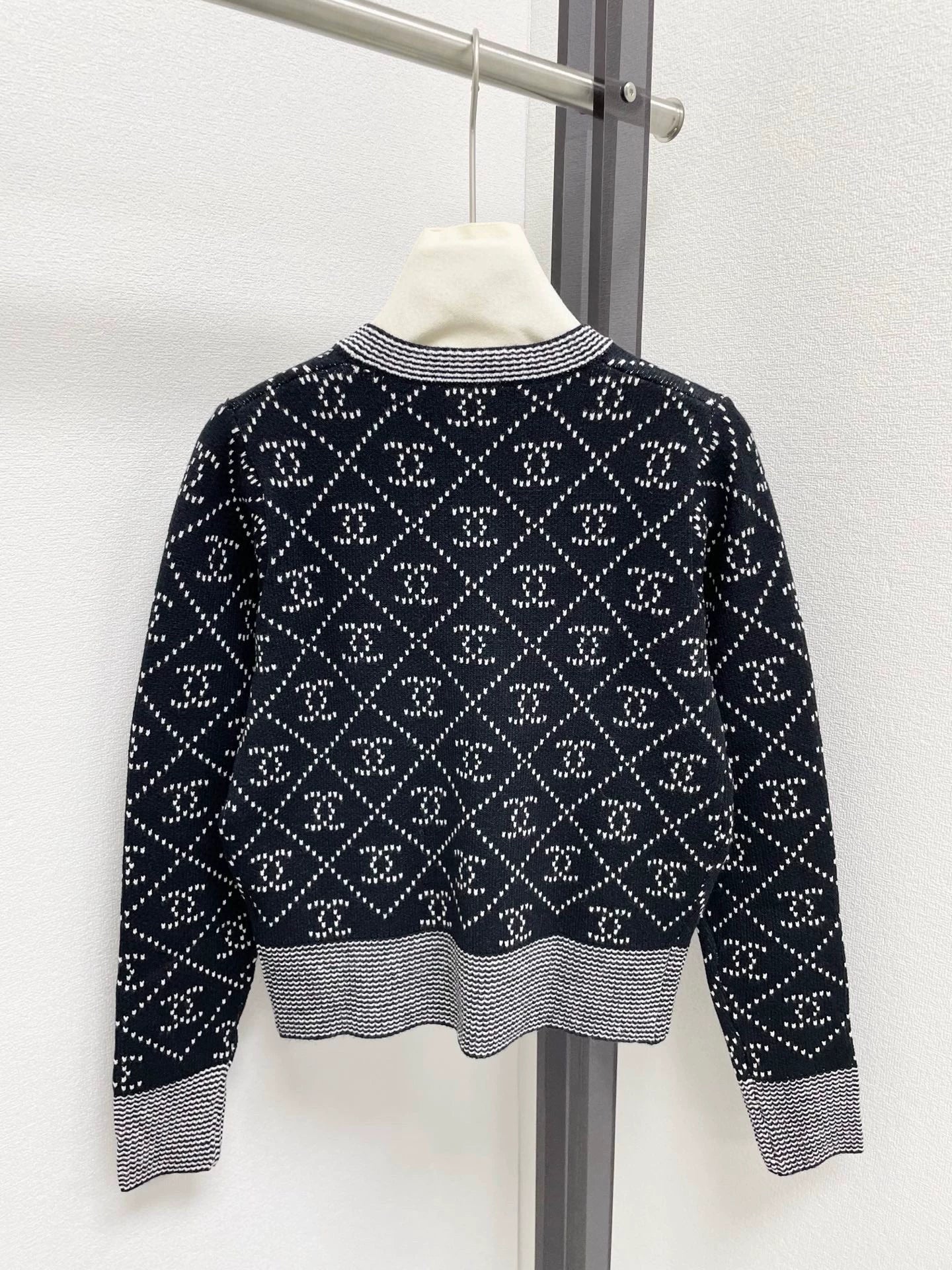 25fw Diamond texture double C jacquard cardigan