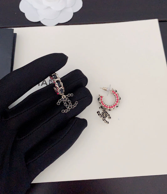 black ➕ Pink genuine leather ear hook