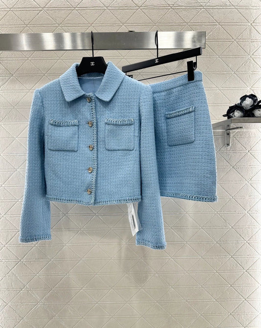 25fw Braided hem tweed skirt and jacket set (Handmade Workshop series)