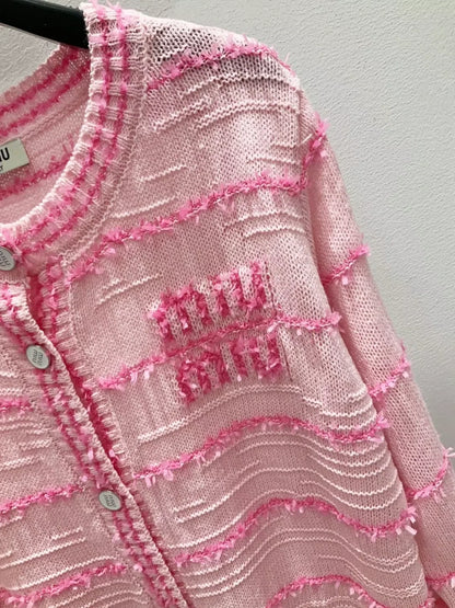 25fw Striped knitted cardigan