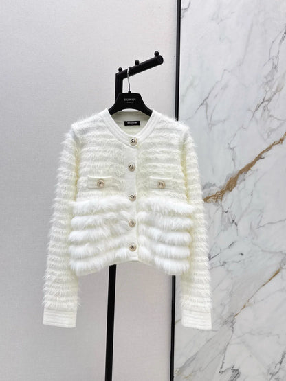 Patchwork fuzzy design knitwear