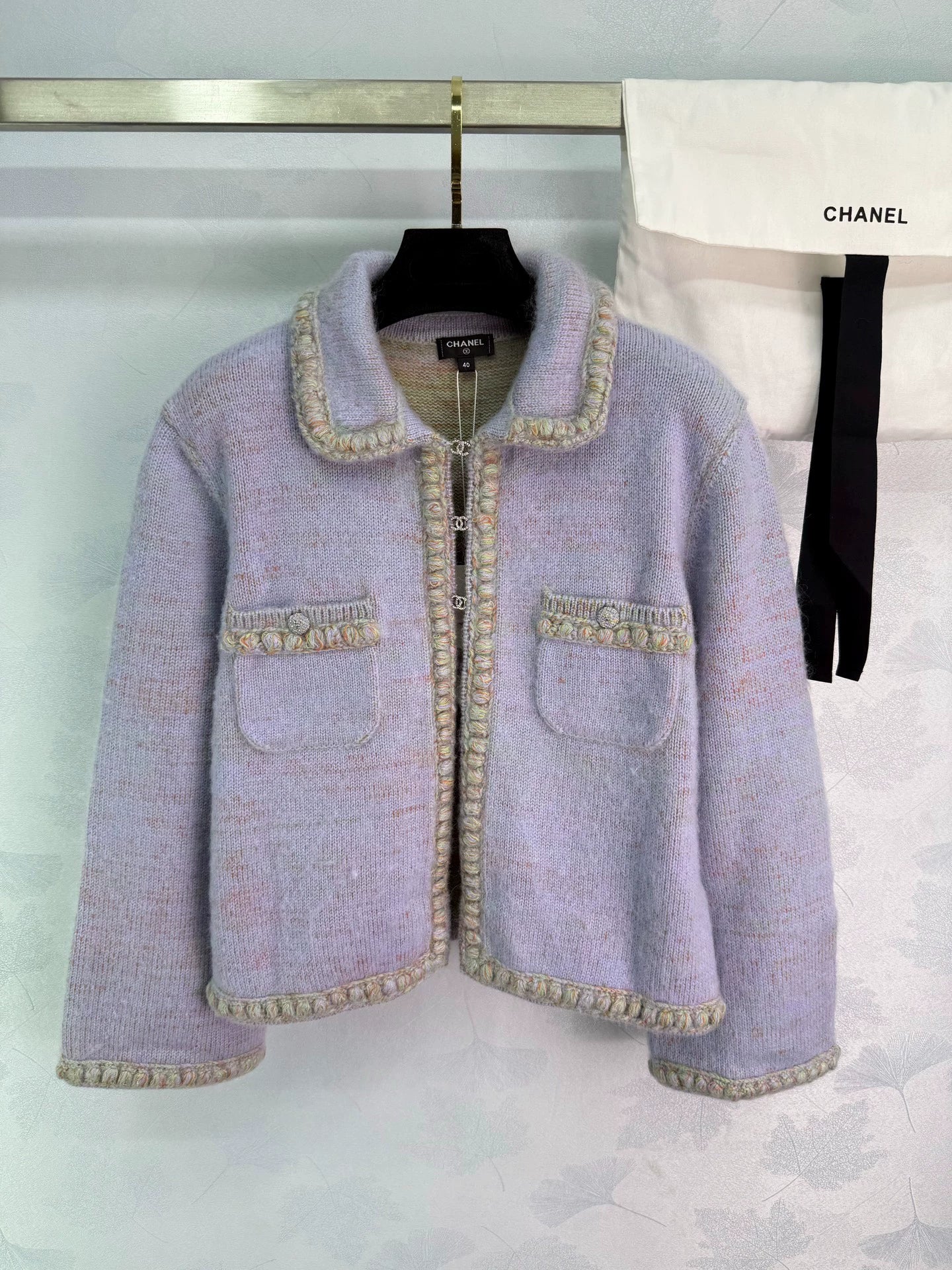 25fw Purple knitted cardigan