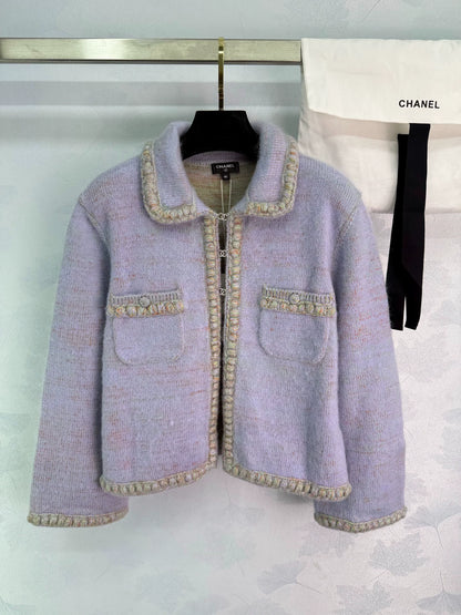 25fw Purple knitted cardigan