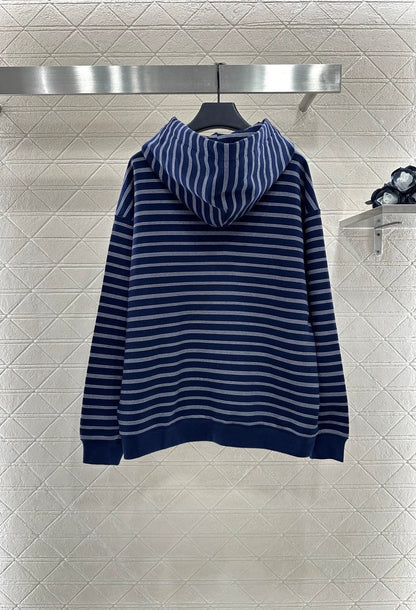 25fw Hooded zip-up striped jacket(BROWN/BLUE)