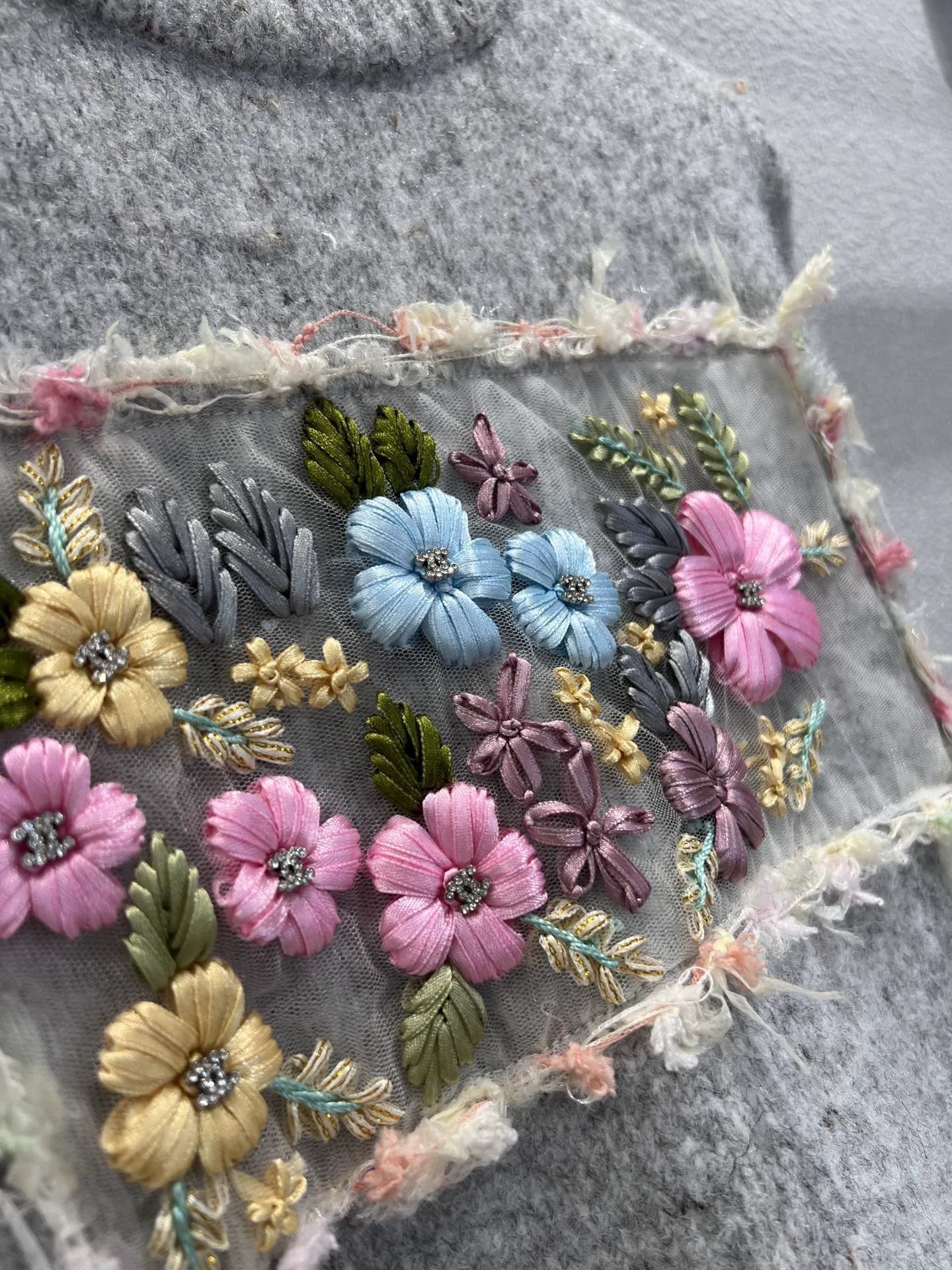 Indian silk patterned wool knit sweater