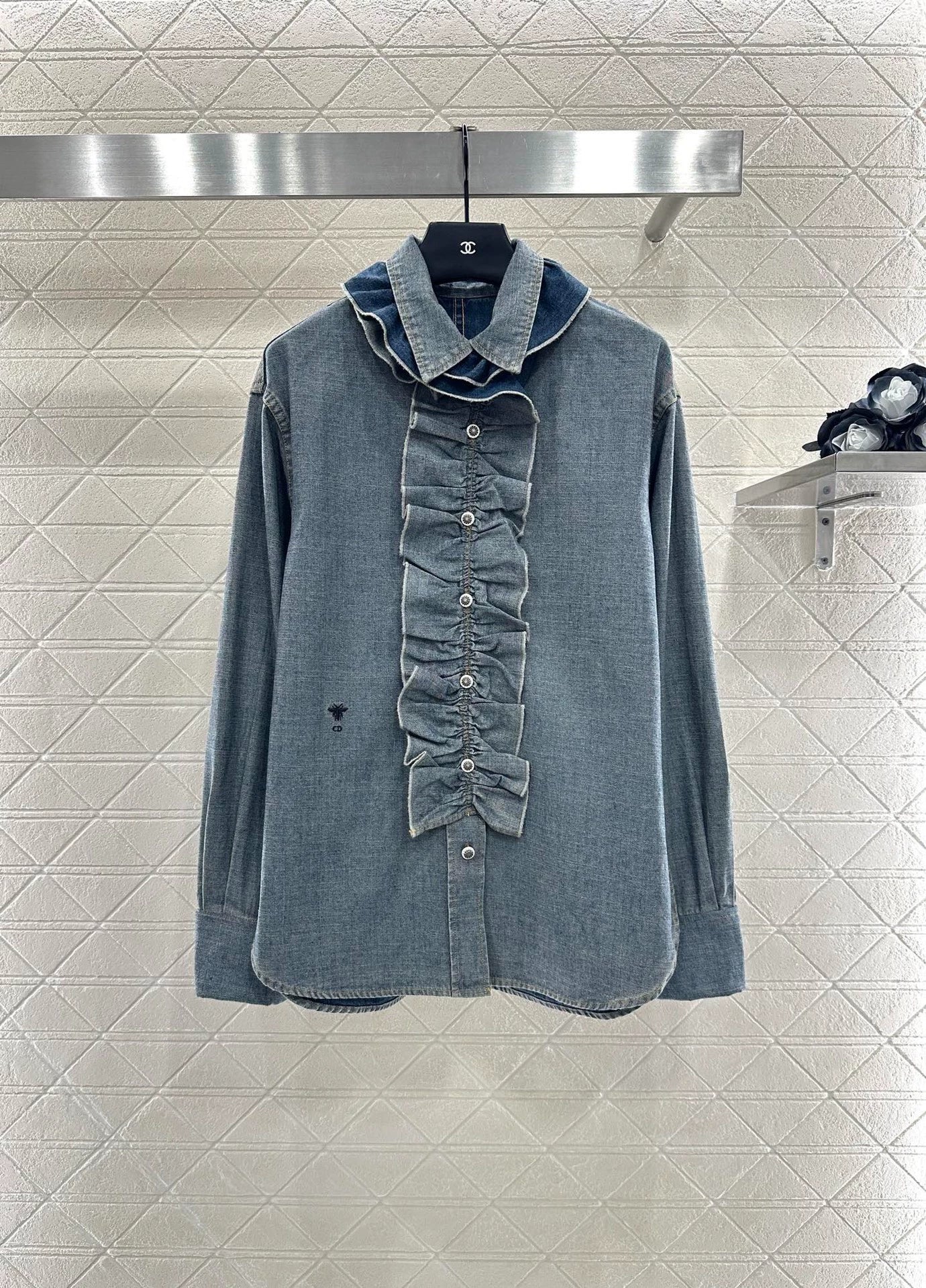 25fw Lace denim shirt