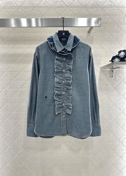 25fw Lace denim shirt