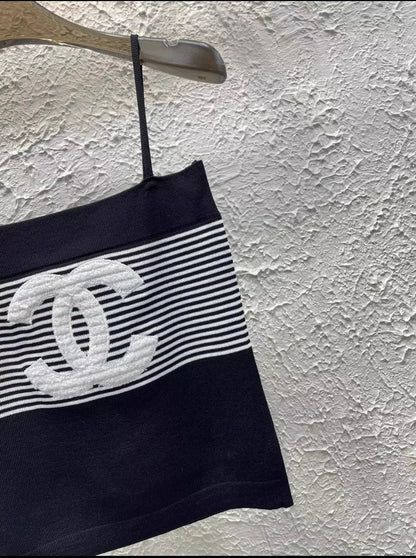 25 Summer New Striped Knitted Suspenders