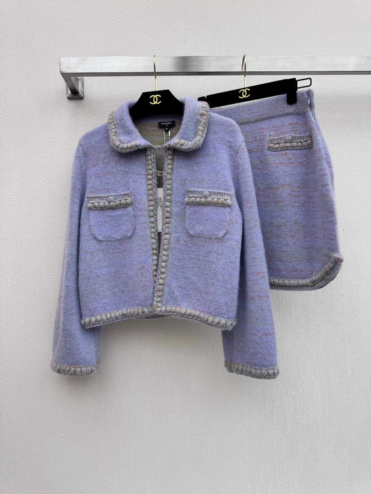 25fw Purple knitted cardigan