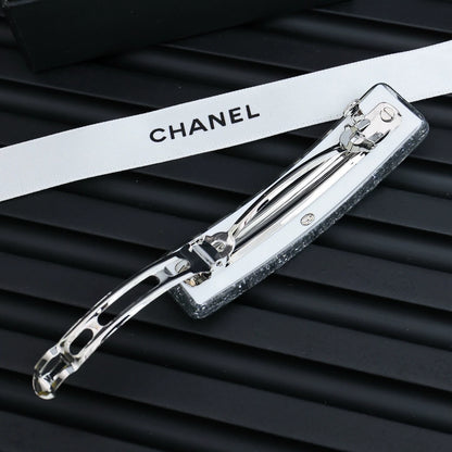 Double C silver glitter hair clip