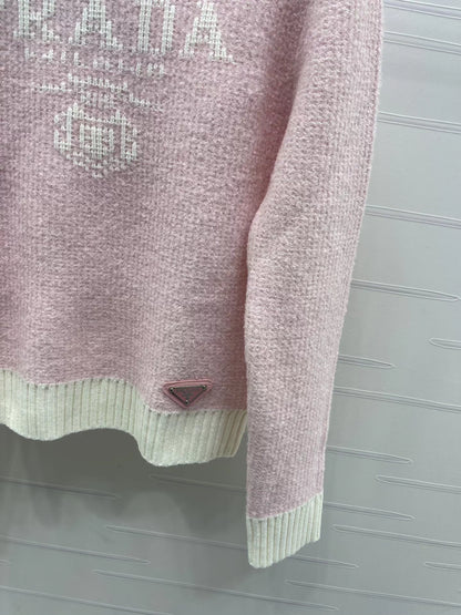 Color blocked letter pullover sweater