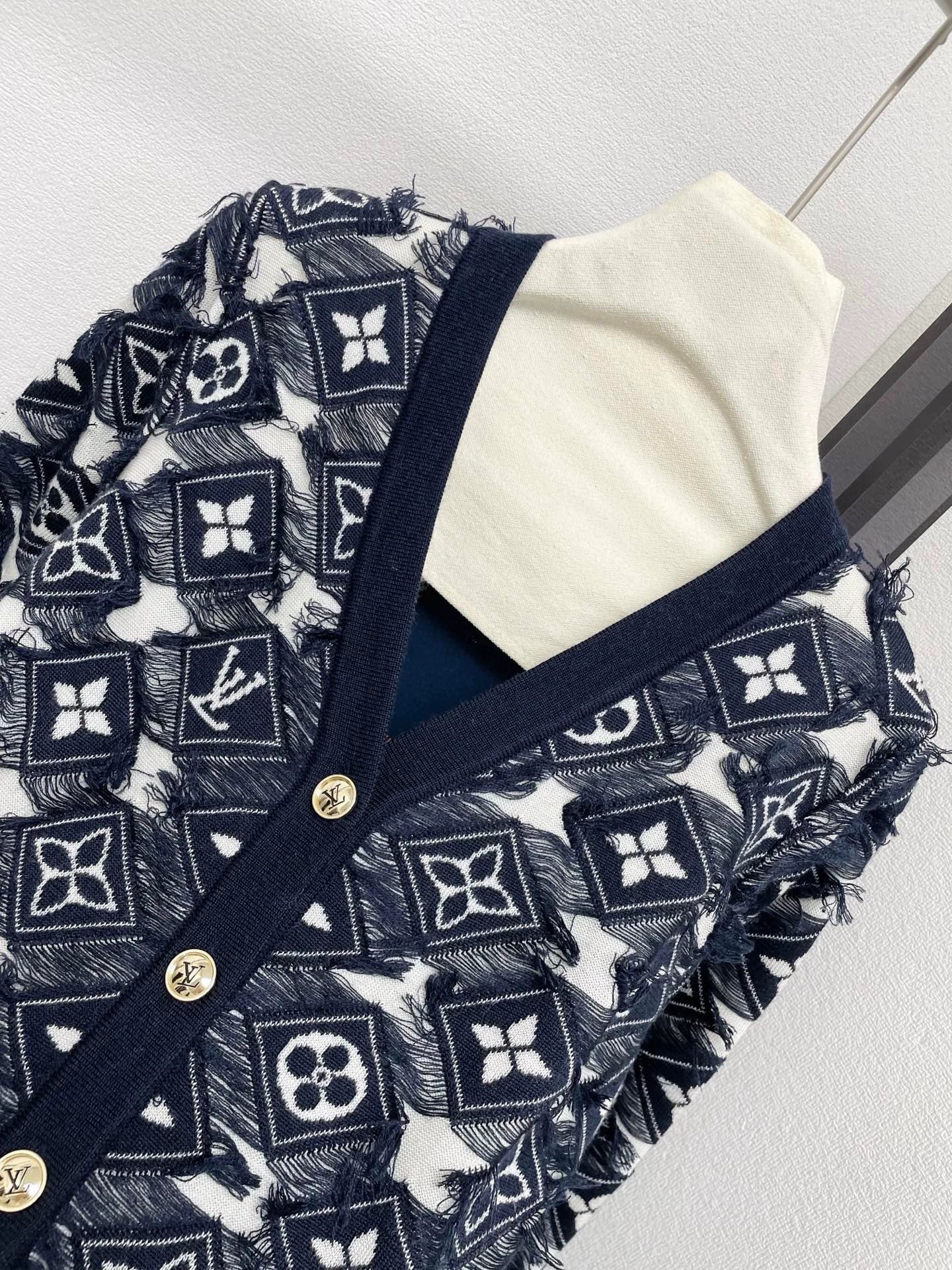 25fw Tassel contrasting color embellishment V-neck cardigan