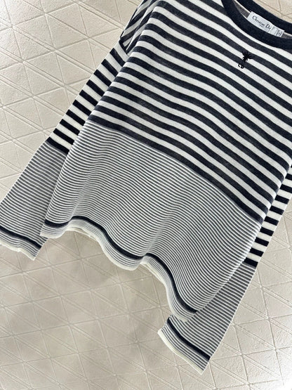 25fw Loose striped knitted sweater