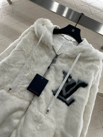 25fw Hooded fur coat