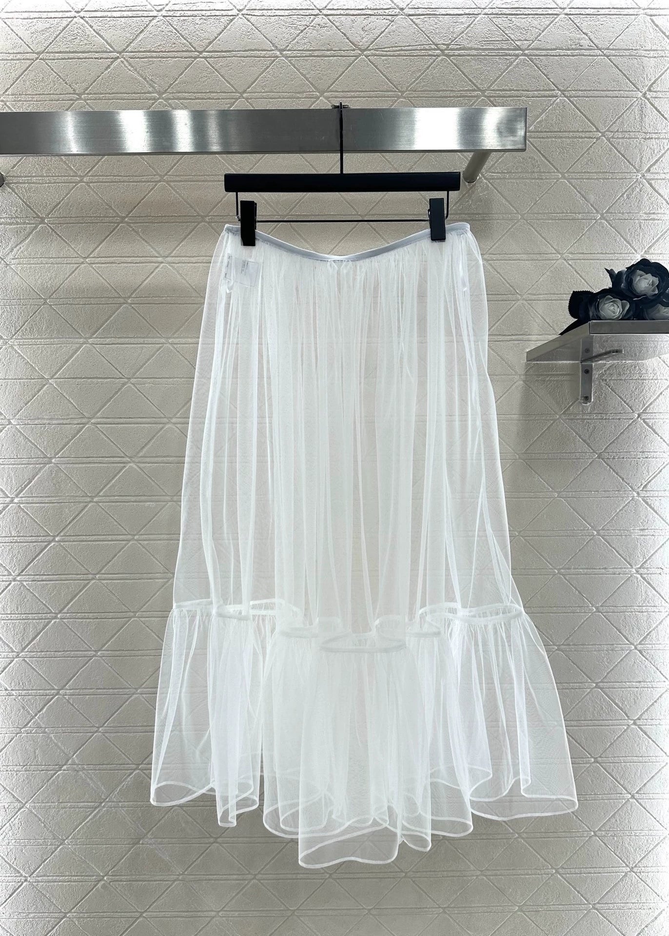 25fw new high waist transparent cake tulle skirt