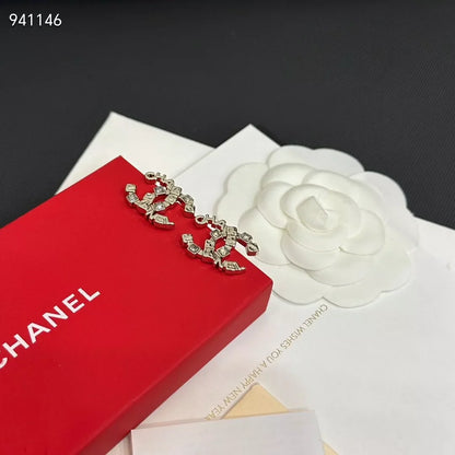 Square diamond letter combination double C earrings