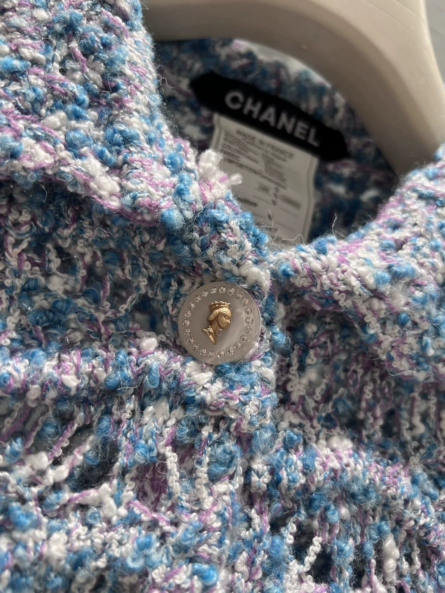 Wavy-patterned openwork knit cardigan