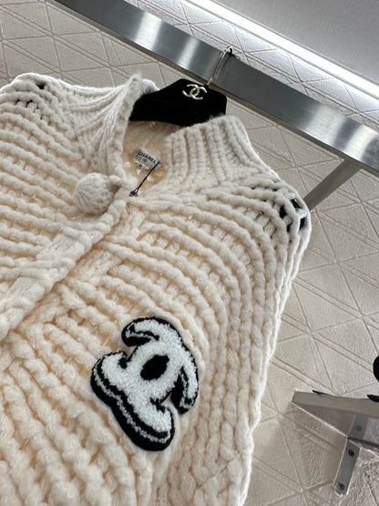 Openwork Letter Knit Cardigan