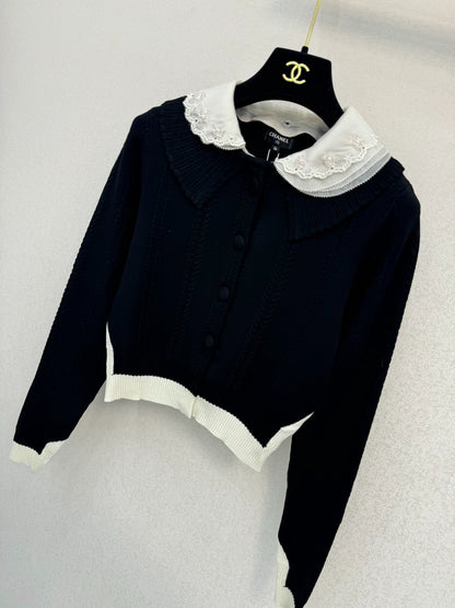 Color blocked knitted cardigan