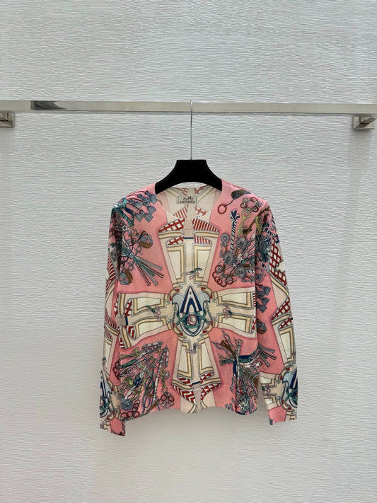 Pink wool printed top