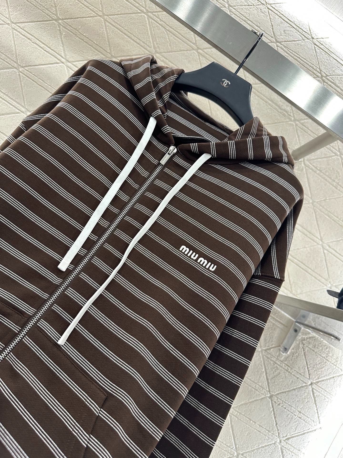 25fw Hooded zip-up striped jacket(BROWN/BLUE)