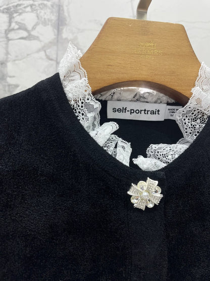 25fw Black diamond velvet chenille knit dress