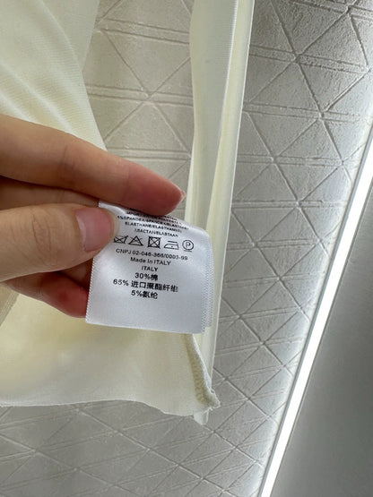 25fw Slim fit rhinestone double C high neck base shirt