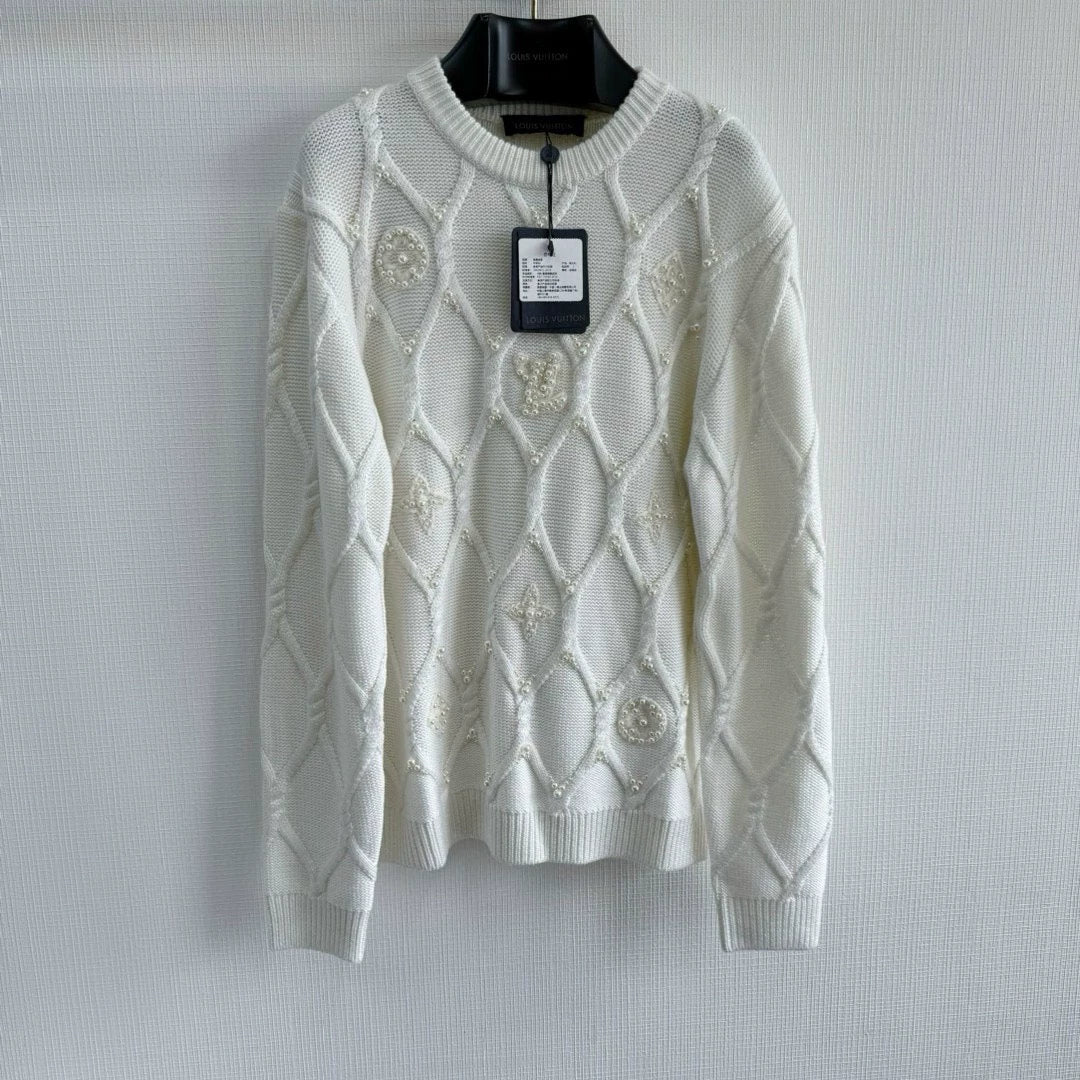 25fw Retro pearl pullover sweater
