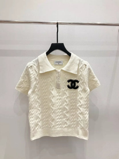 25fw Collar knit short sleeved shirt