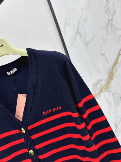 25fw Striped knitted cardigan