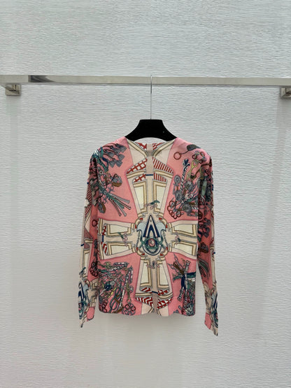 Pink wool printed top