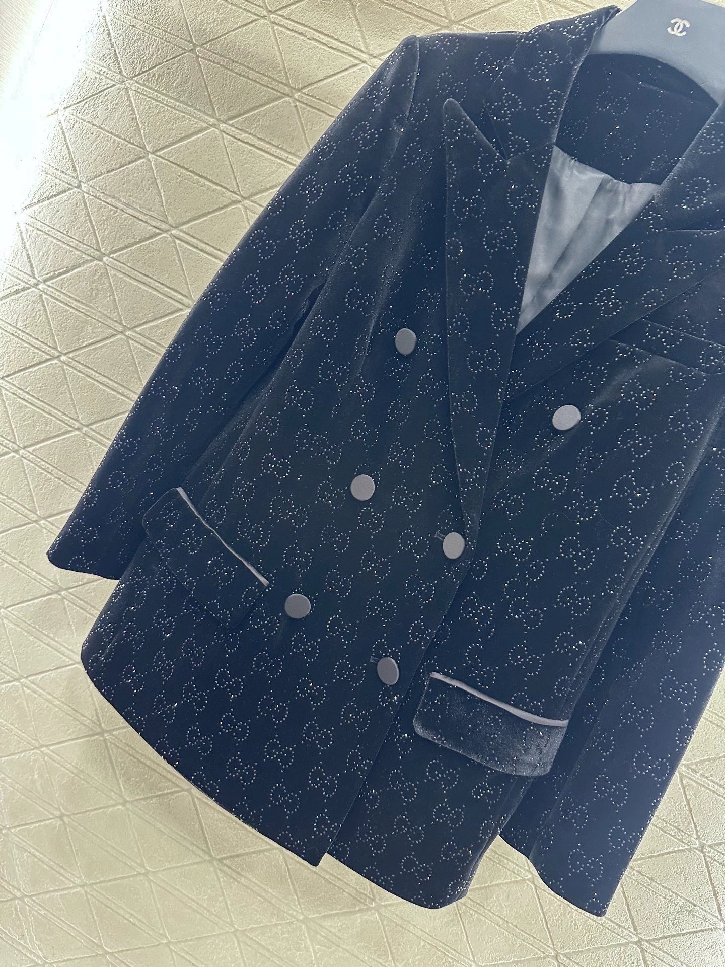 Velvet rhinestone suit jacket