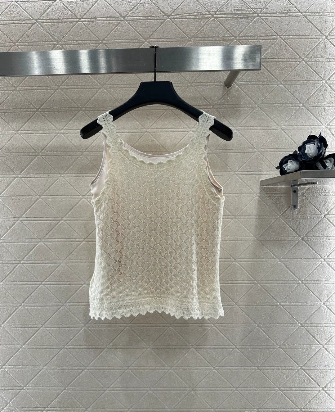 25fw Hollow knit vest two-piece set