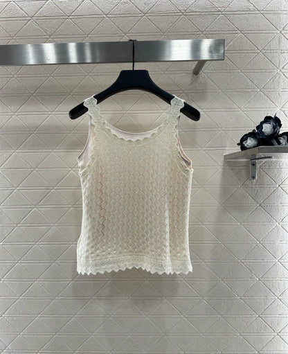 25fw Hollow knit vest two-piece set